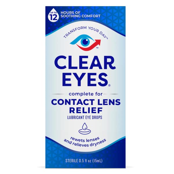 Clear Eyes Contact Lens Relief Soothing Eye Drops 0.50 oz – Pack of 4