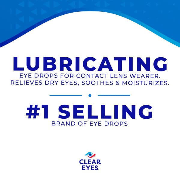 Clear Eyes Contact Lens Relief Soothing Eye Drops 0.50 oz – Pack of 4