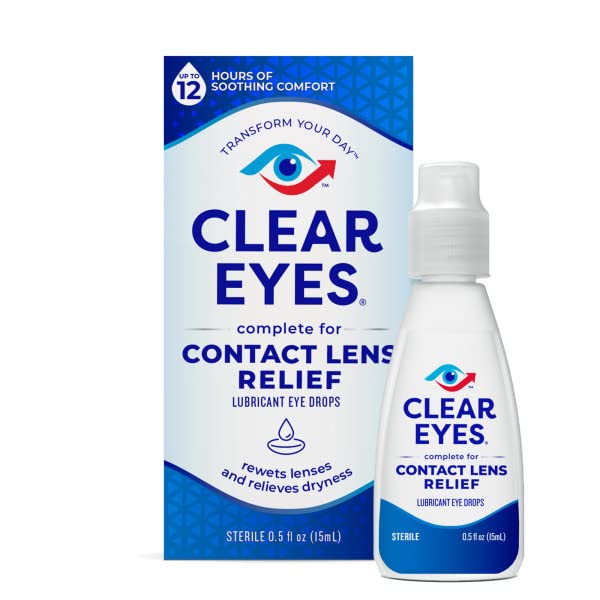 Clear Eyes Contact Lens Relief Soothing Eye Drops 0.50 oz – Pack of 4