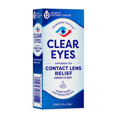 Clear Eyes Contact Lens Relief Soothing Eye Drops 0.50 oz – Pack of 4