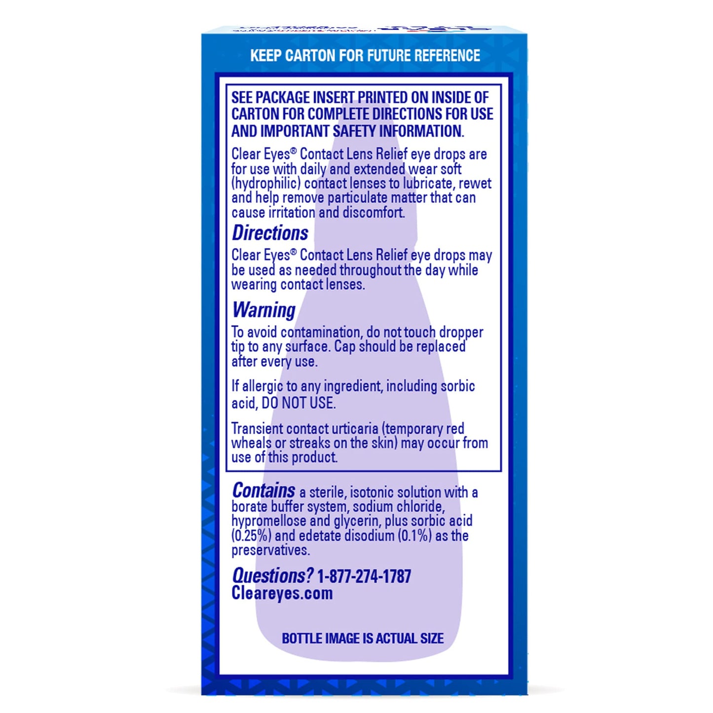 Clear Eyes Contact Lens Relief Eye Drops - Rewet Lenses & Dry Eye Comfort (0.5 fl oz, Pack of 3)