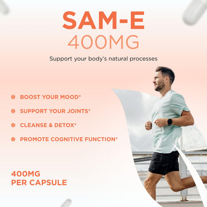 Clear Formulas Bioactive SAM-e 400mg | Mood & Liver Support | Vegan, Non-GMO | Made in USA
