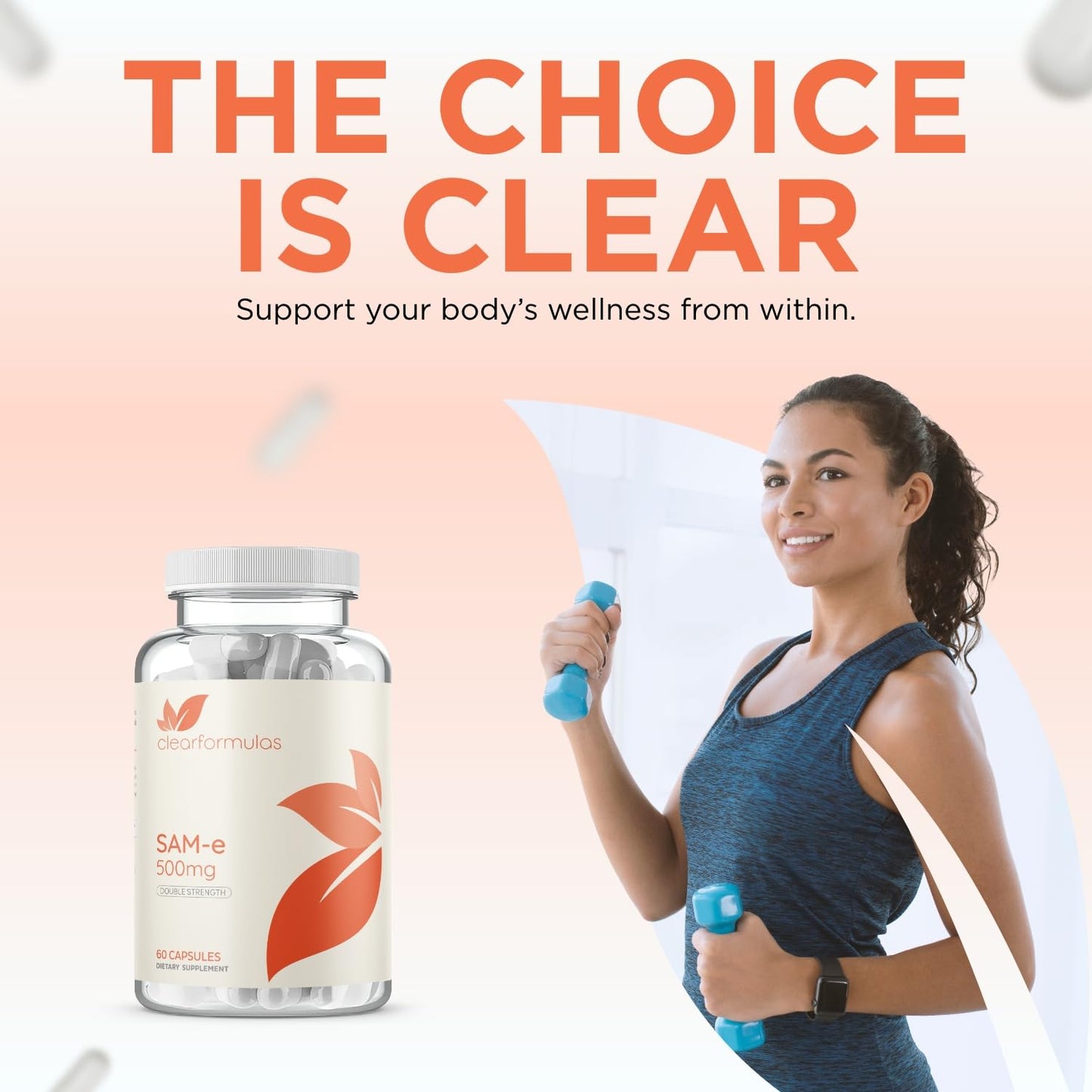 Clear Formulas Bioactive SAM-e 500mg – Mood & Liver Support (Vegan, Non-GMO, Made in USA)