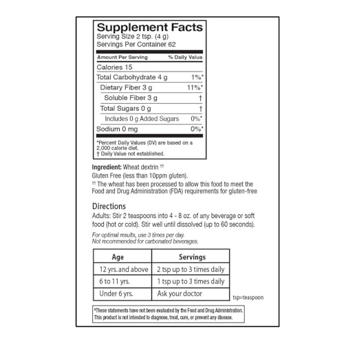 Quality Choice Clear Prebiotic Fiber Powder – Tasteless, Non-Thickening for Digestive Health (62 Servings, 8.6 oz) – Adults & Kids 6+