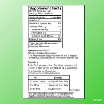 Quality Choice Clear Prebiotic Fiber Powder – Tasteless, Non-Thickening for Digestive Health (62 Servings, 8.6 oz) – Adults & Kids 6+