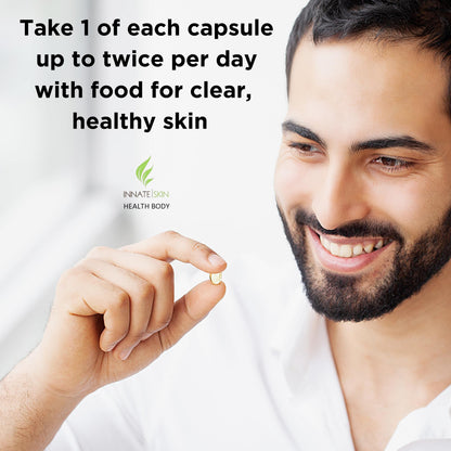 Clear Skin Acne Vitamins Capsules | Complexion Supplements 60 Count
