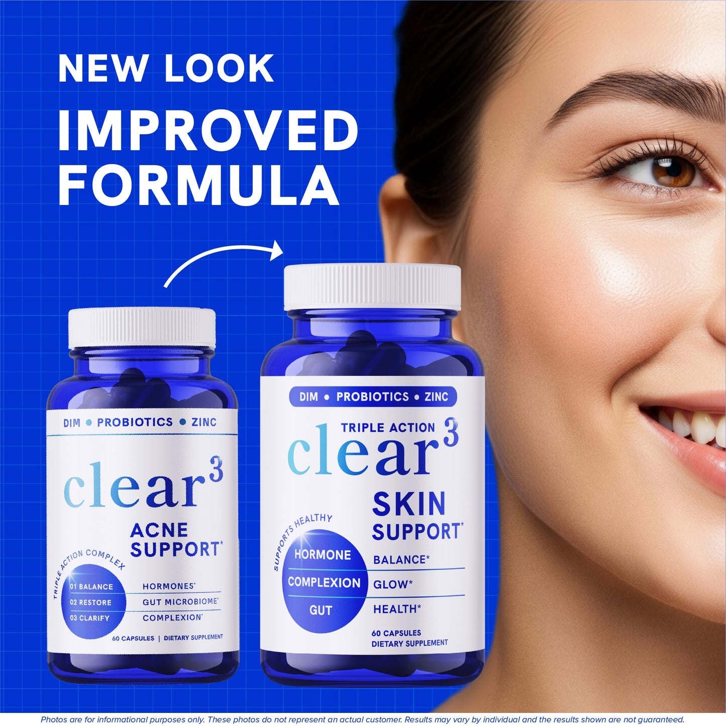 Clear Skin Supplement with Zinc, DIM & Probiotics | 60 Count