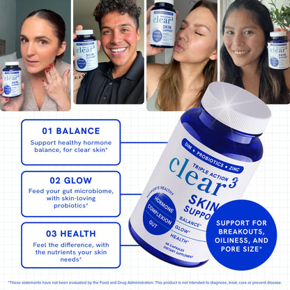 Clear Skin Supplement with Zinc, DIM & Probiotics | 60 Count