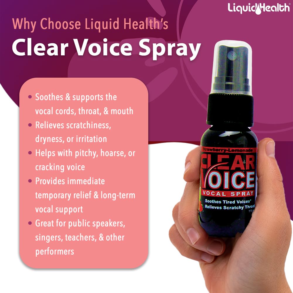Clear Voice Vocal Throat Spray – Fast Acting Herbal Relief for Singers & Speakers – USA Made Strawberry Lemonade (3 Pack)