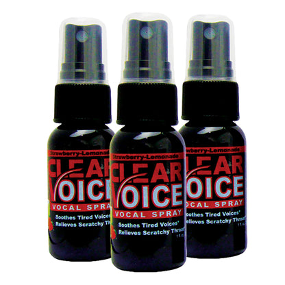 Clear Voice Vocal Throat Spray – Fast Acting Herbal Relief for Singers & Speakers – USA Made Strawberry Lemonade (3 Pack)