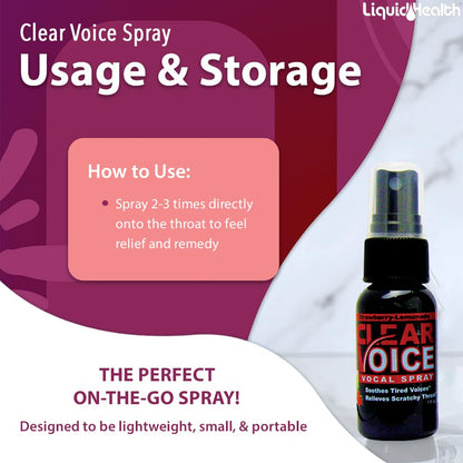 Clear Voice Vocal Throat Spray – Fast Acting Herbal Relief for Singers & Speakers – USA Made Strawberry Lemonade (3 Pack)