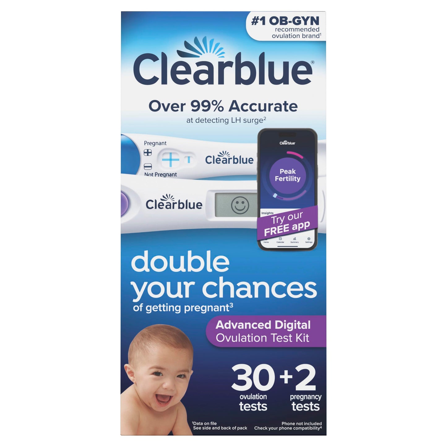 Clearblue Advanced Digital Ovulation Test Kit, 32 Count