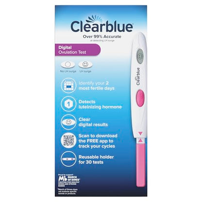 Clearblue Digital Ovulation Test, 30 Count – Detect LH Surge & 2 Fertile Days