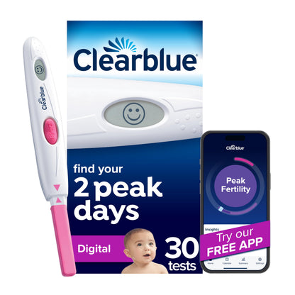 Clearblue Digital Ovulation Test, 30 Count – Detect LH Surge & 2 Fertile Days