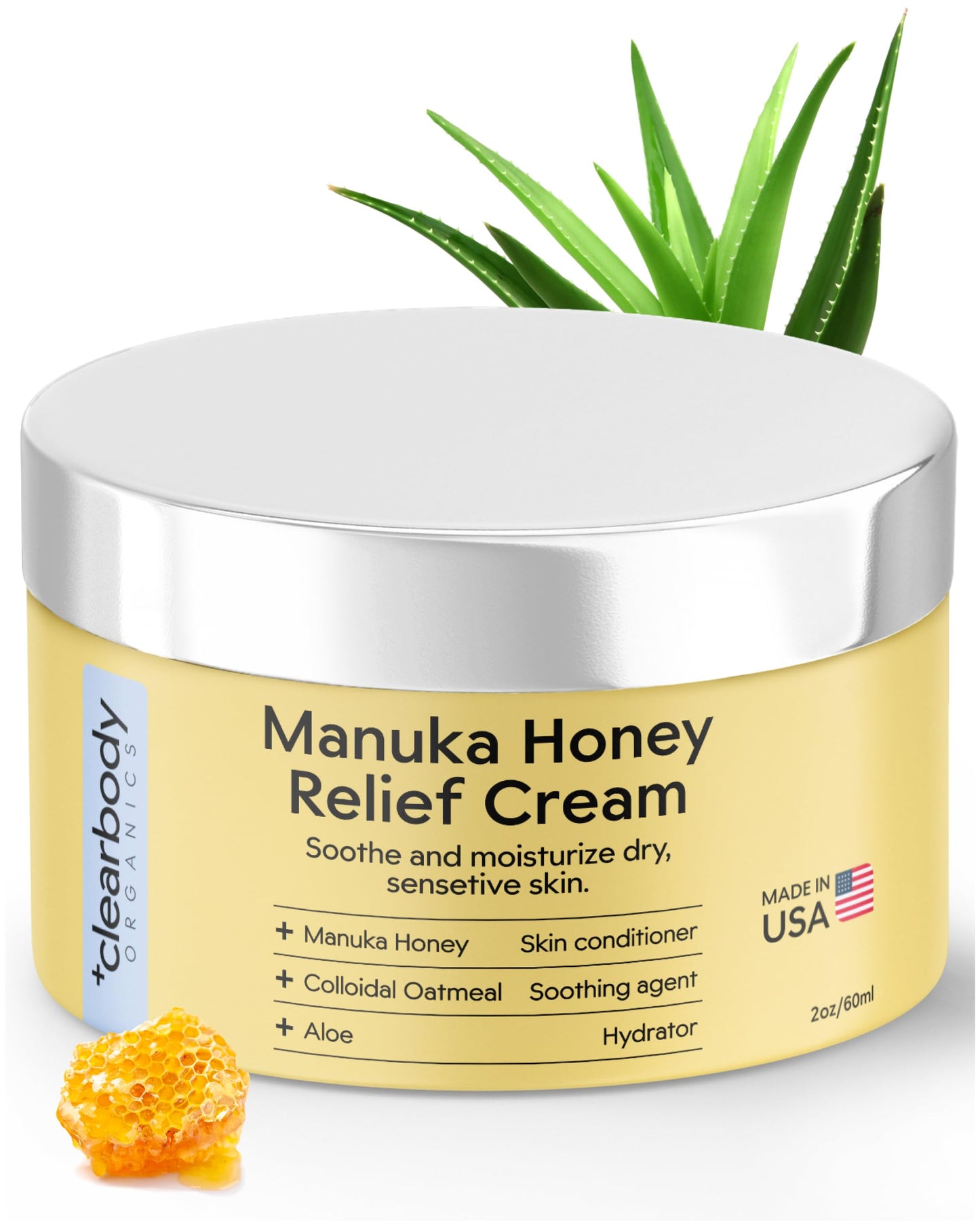 Clearbody Organics Manuka Honey Cream – Soothing Eczema Relief & Deep Hydration (2 oz)