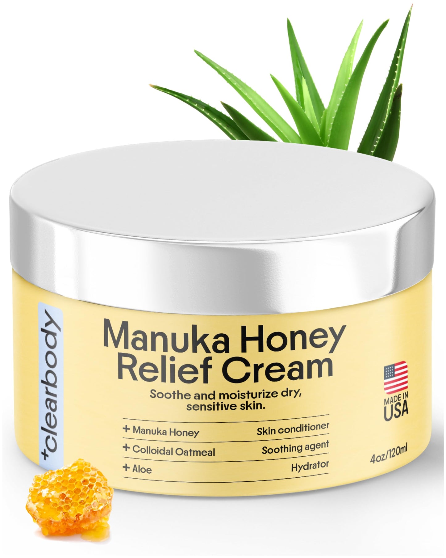 Clearbody Organics Oatmeal Lotion – Manuka Honey Eczema Cream & Hydration, 4 oz