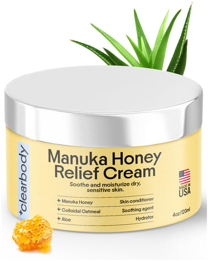 Clearbody Organics Oatmeal Lotion – Manuka Honey Eczema Cream & Hydration, 4 oz