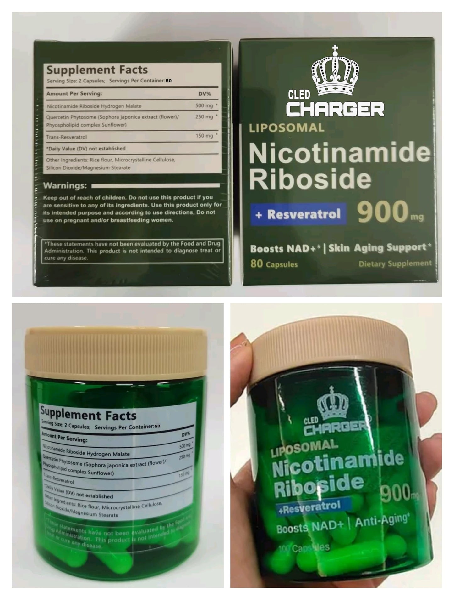 Cled Charger Liposomal NAD+ Booster – Liposomal NAD+ Supplement with Nicotinamide Riboside, Resveratrol, and NMN Alternative | 100 Capsules