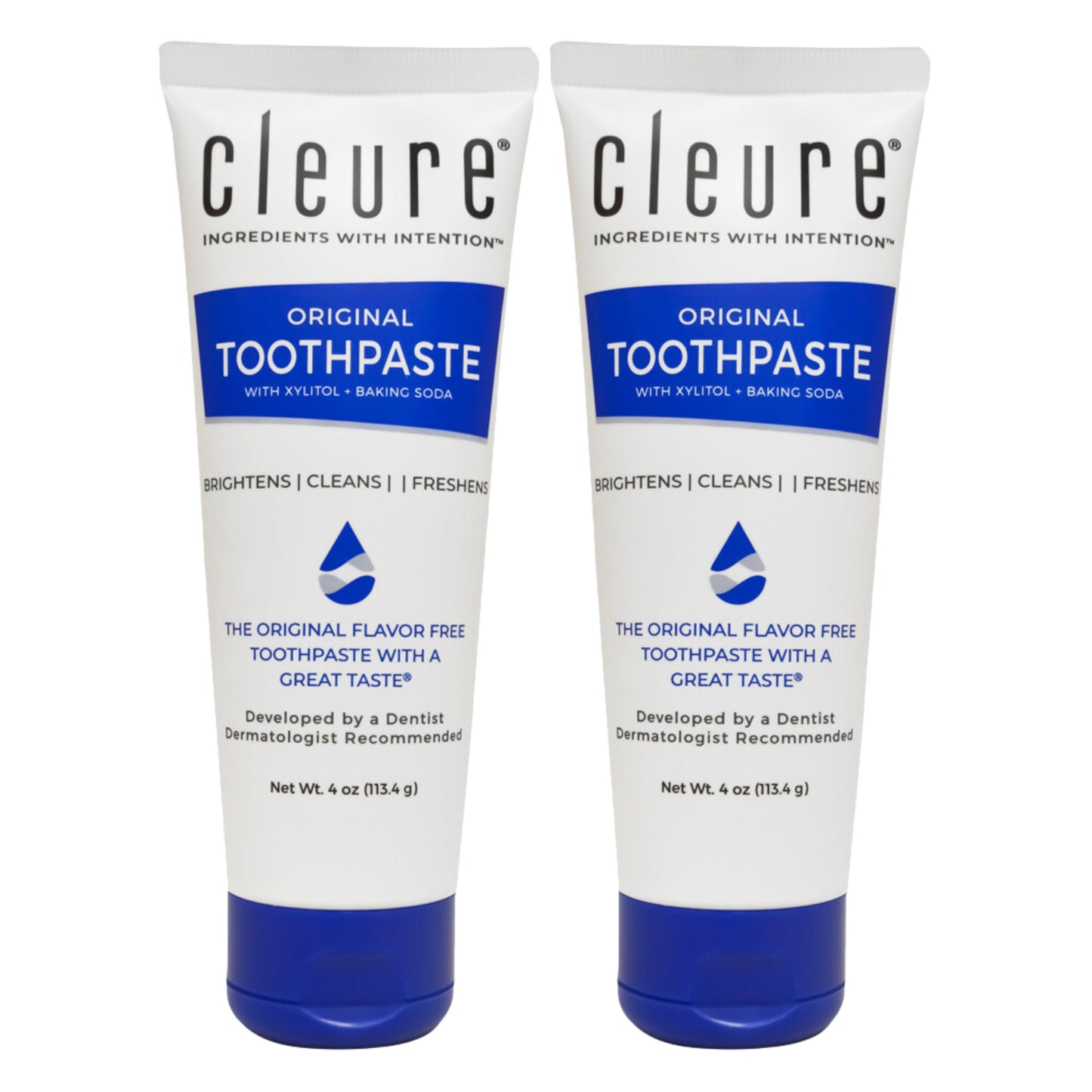 Cleure Original No Fluoride Toothpaste – SLS Free, Mint Free, Xylitol (4oz x2)