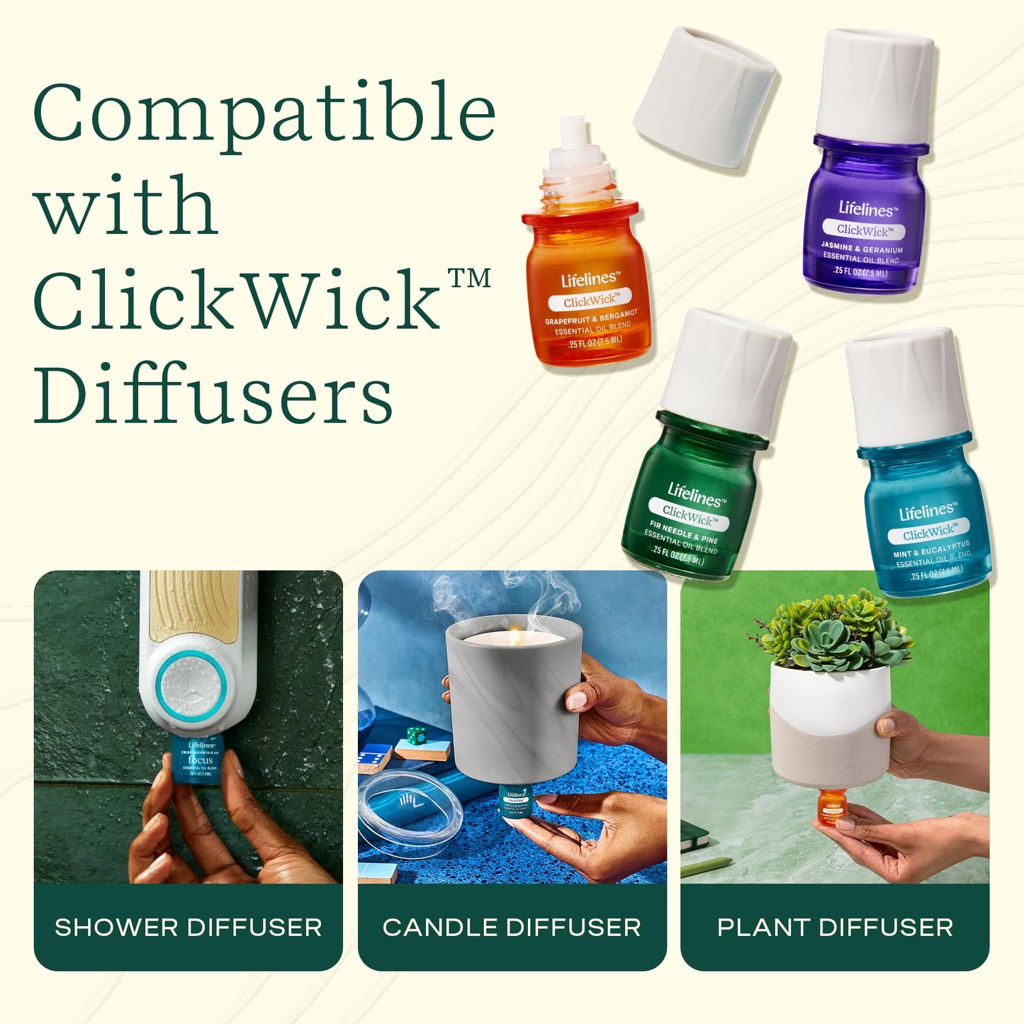 ClickWick Essential Oil Blends for Lifelines Diffusers — 4-Pack Discovery Set