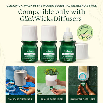 ClickWick Walk in the Woods 3-Pack for Lifelines Diffusers – Essential Oil Blends