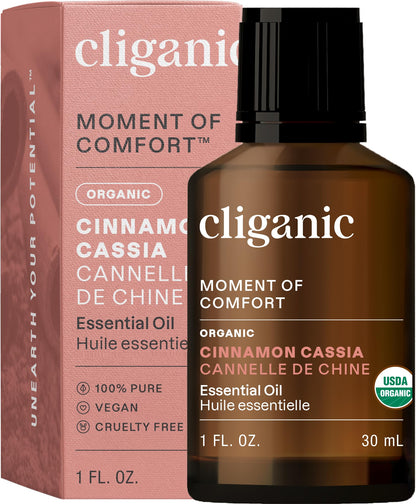 Cliganic Organic Cinnamon Cassia Essential Oil 1oz - USDA Organic, 100% Pure