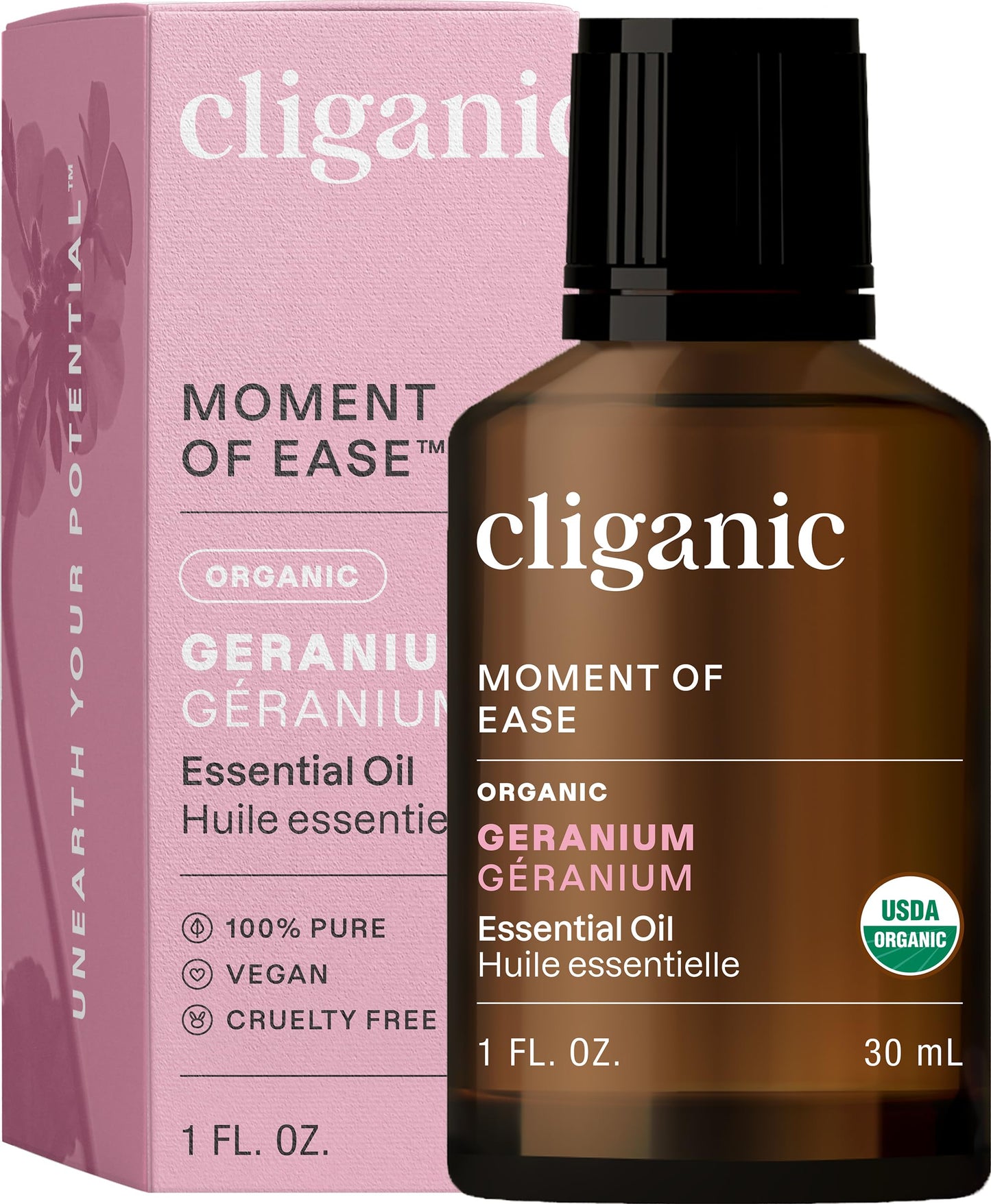 Cliganic Organic Geranium Essential Oil – 100% Pure & Non-GMO | Aromatherapy