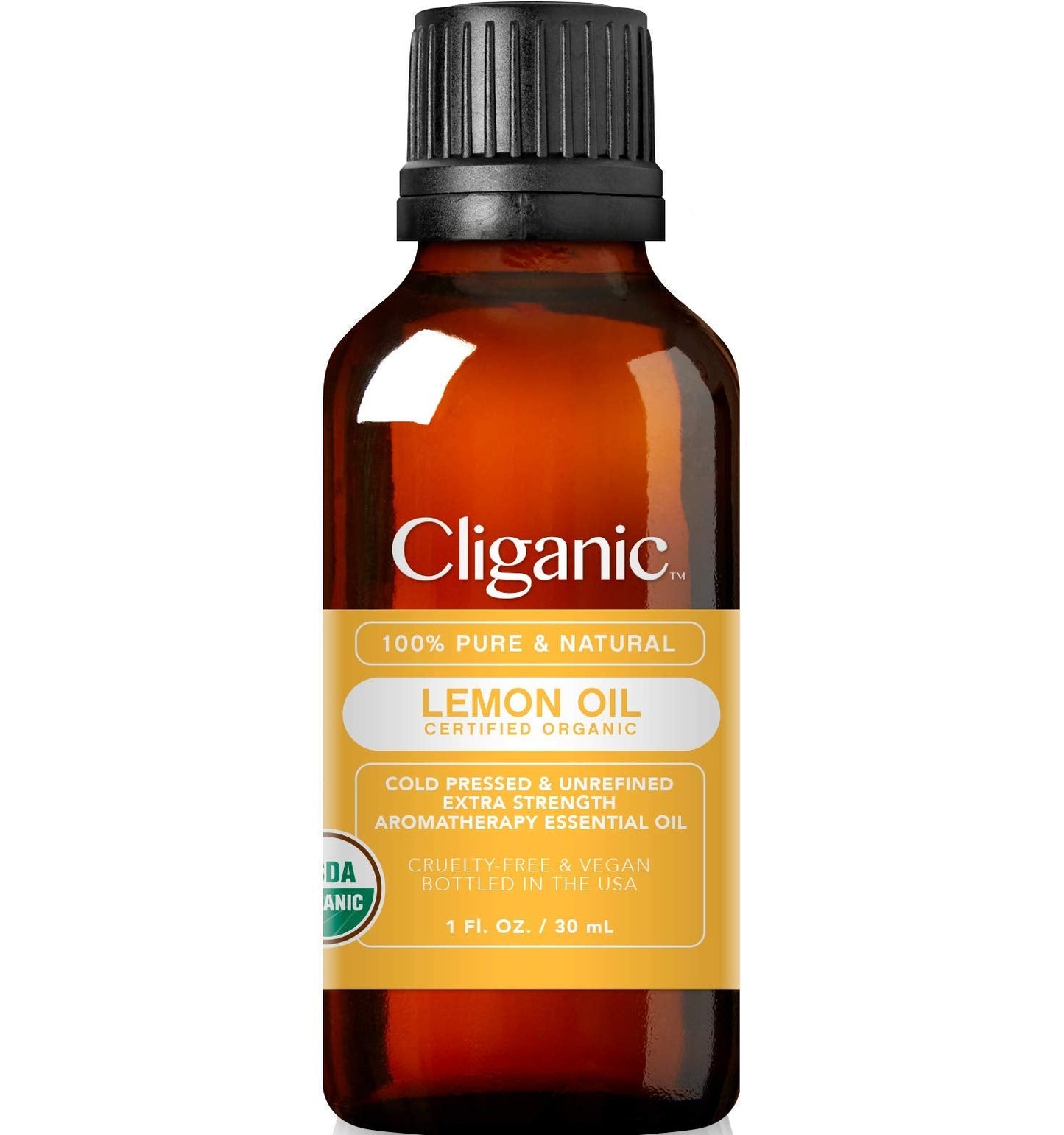 Cliganic USDA Organic Lemon Essential Oil (1oz) - 100% Pure & Natural, Undiluted, for Aromatherapy & Cleaning