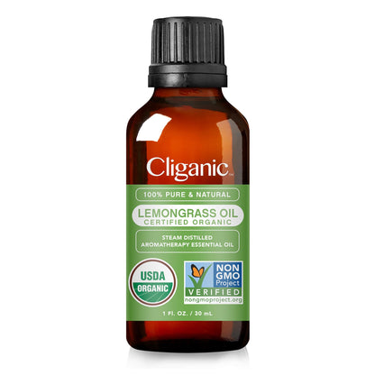Cliganic Organic Lemongrass Essential Oil, 1oz - 100% Pure Natural Undiluted, for Aromatherapy Diffuser | Non-GMO Verified (Packaging May Vary)