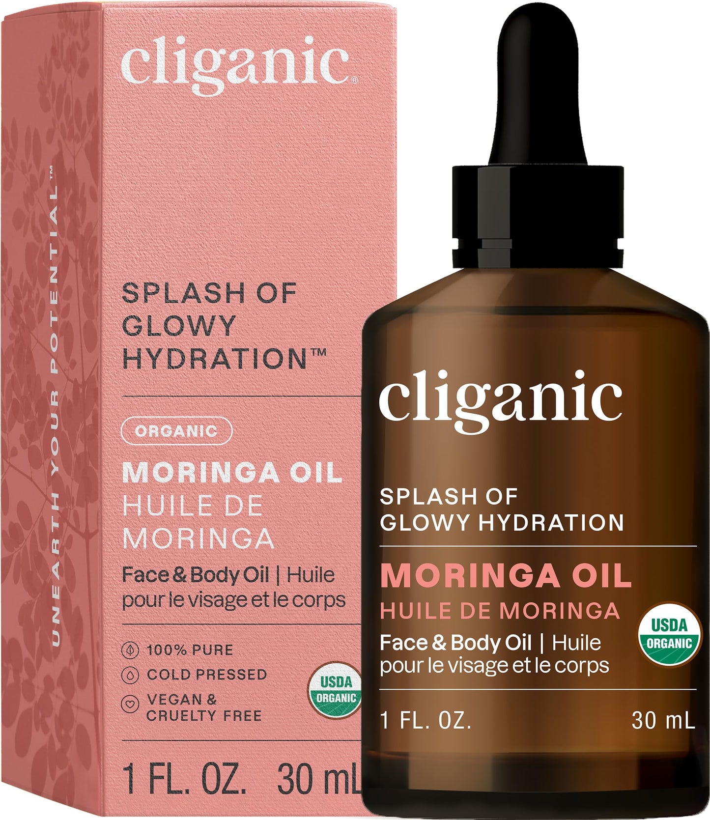 Cliganic Organic Moringa Oil – 100% Pure, Cold Pressed, For Face & Hair (Packaging May Vary)