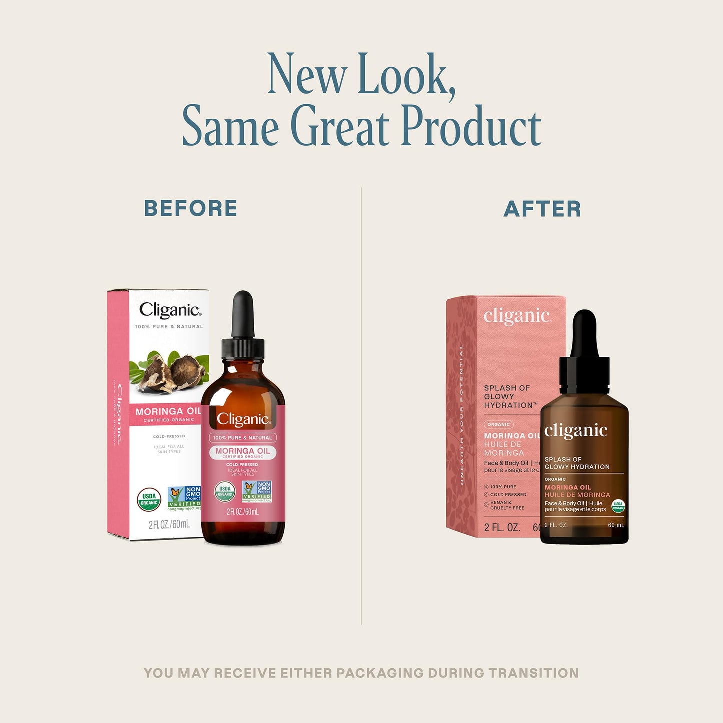 Cliganic Organic Moringa Oil (2oz) – 100% Pure, Cold-Pressed for Face & Hair
