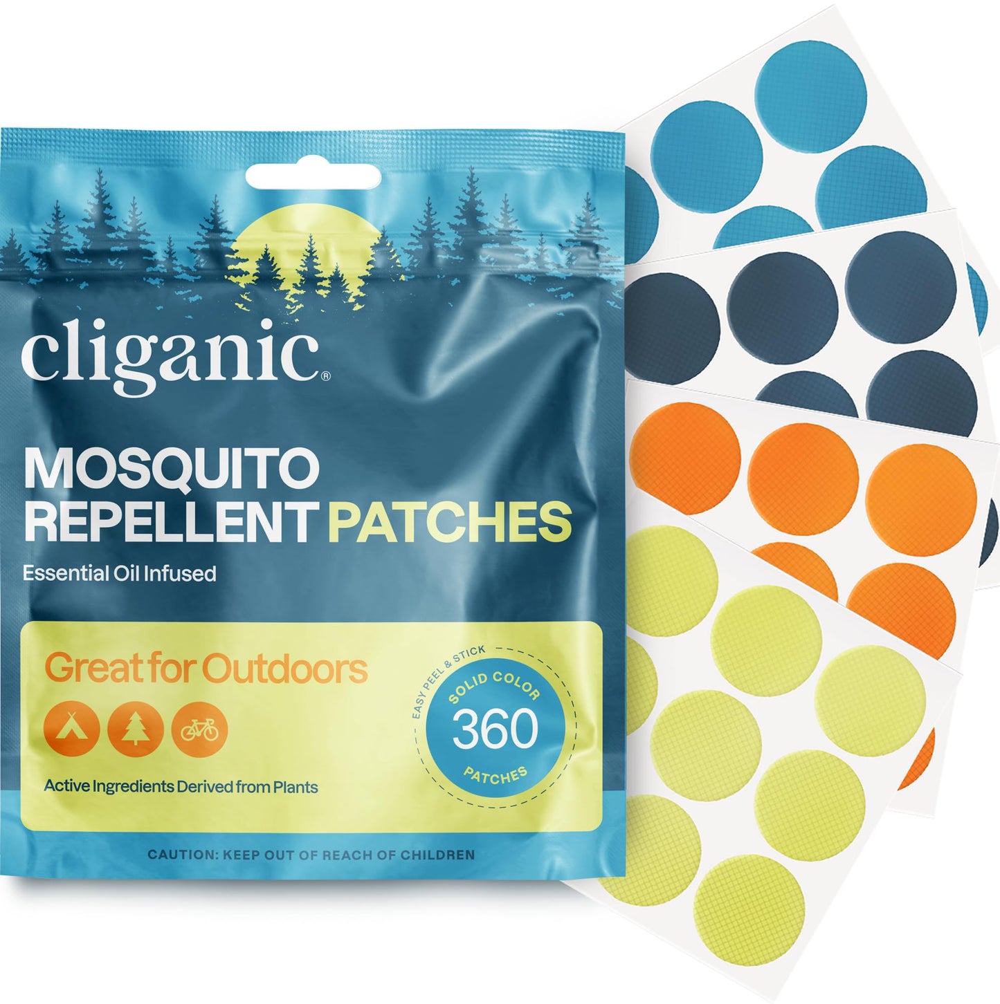 Cliganic Mosquito Repellent Stickers (360 Pack) – DEET-Free Citronella Patches