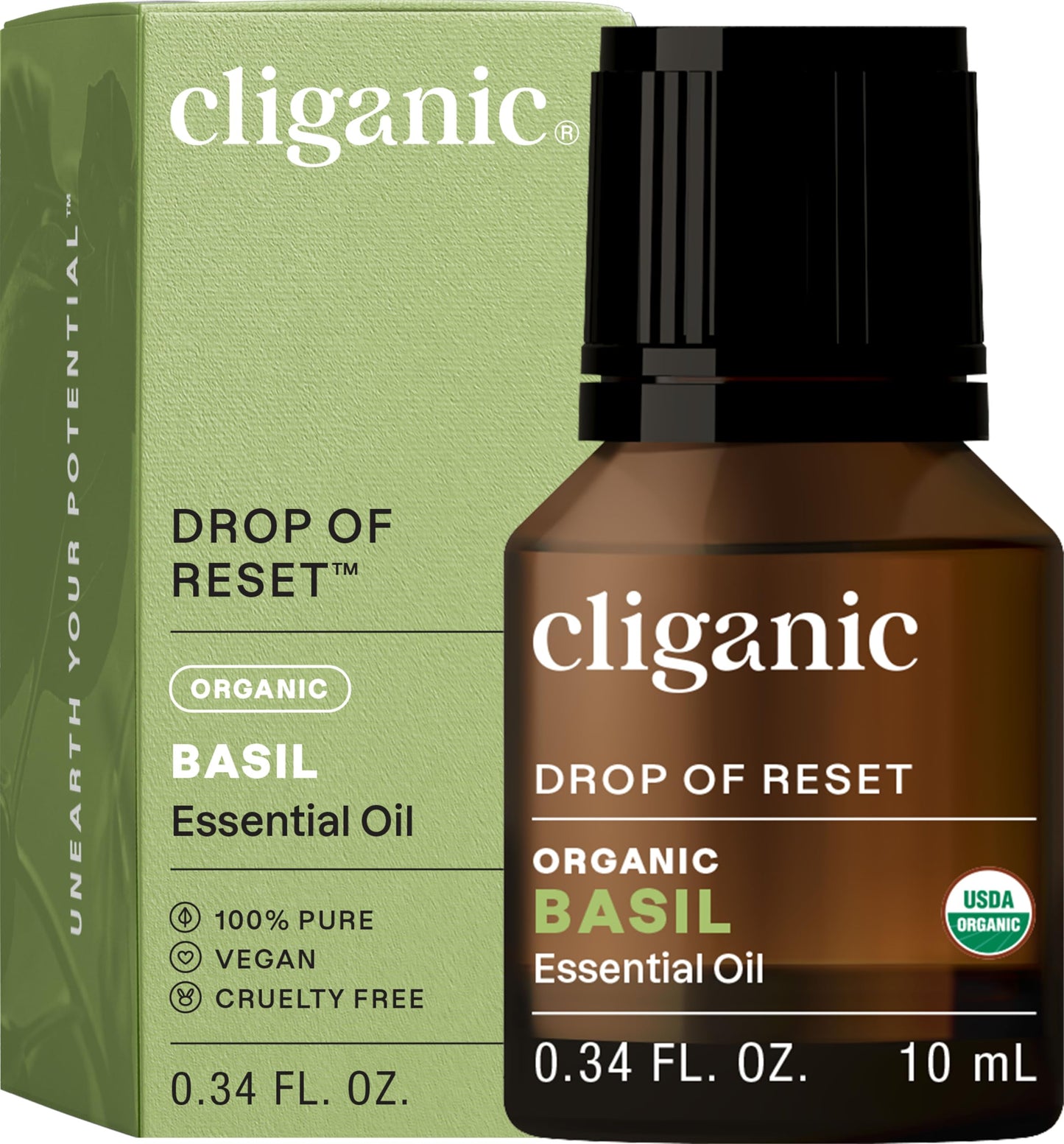 Cliganic Organic Basil Essential Oil 0.33oz - 100% Pure & USDA Organic