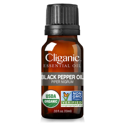 Cliganic Organic Black Pepper Essential Oil 0.33oz – 100% Pure, USDA Organic, Non-GMO