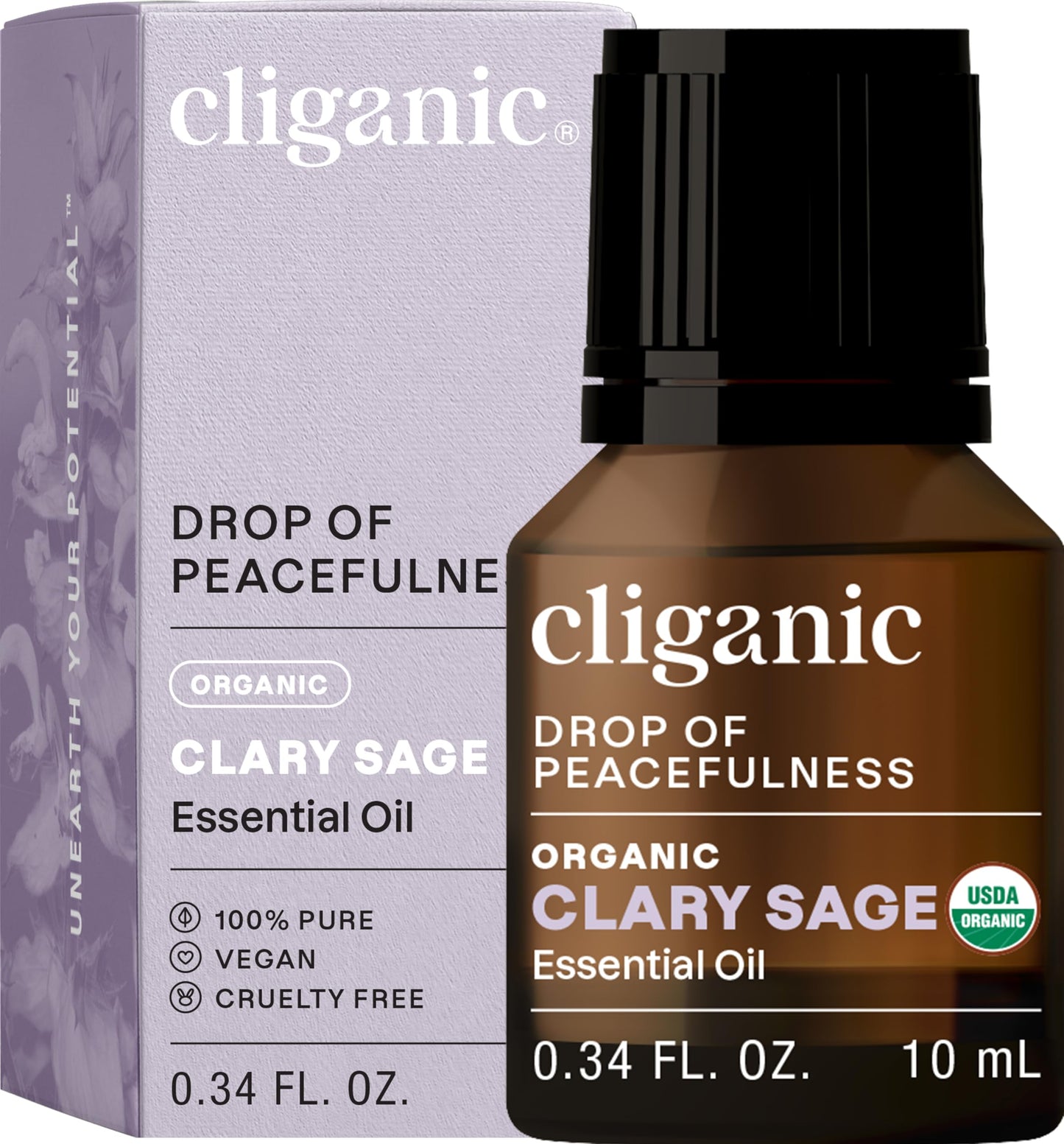 Cliganic Organic Clary Sage Essential Oil — 100% Pure, Non-GMO