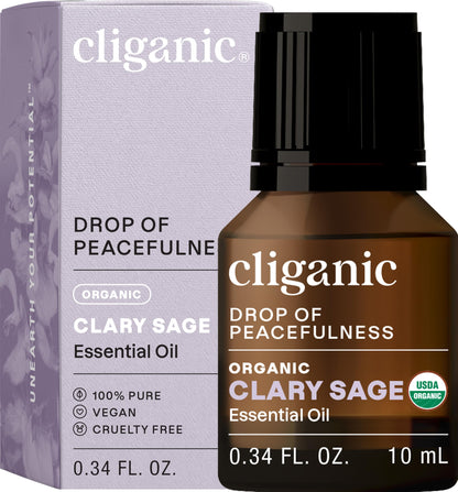 Cliganic Organic Clary Sage Essential Oil — 100% Pure, Non-GMO