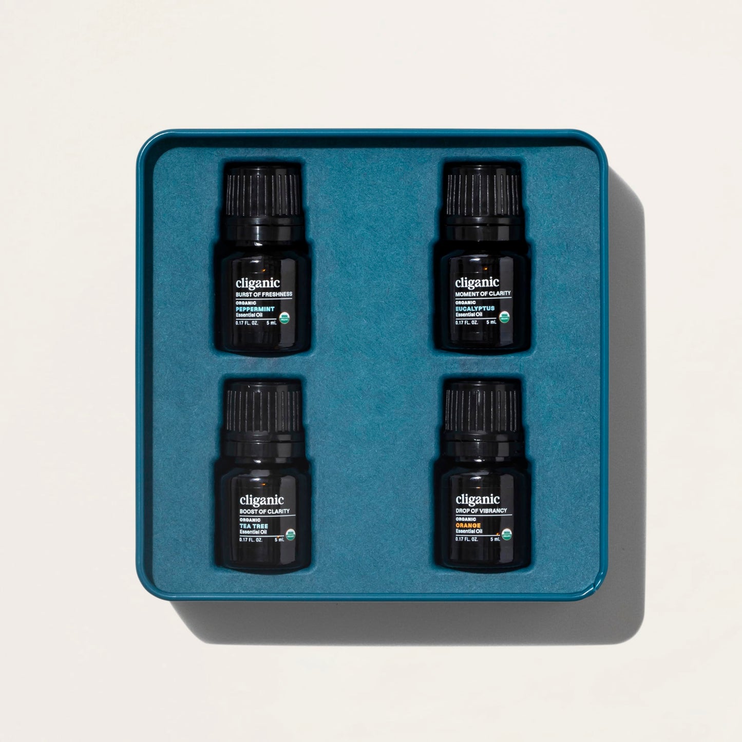 Cliganic Organic Essential Oils Gift Set (Top 4 - The Basics) | 100% Pure Natural Aromatherapy - Peppermint, Eucalyptus, Tea Tree & Orange