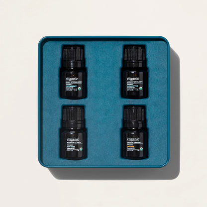 Cliganic Organic Essential Oils Gift Set (Top 4 - The Basics) | 100% Pure Natural Aromatherapy - Peppermint, Eucalyptus, Tea Tree & Orange