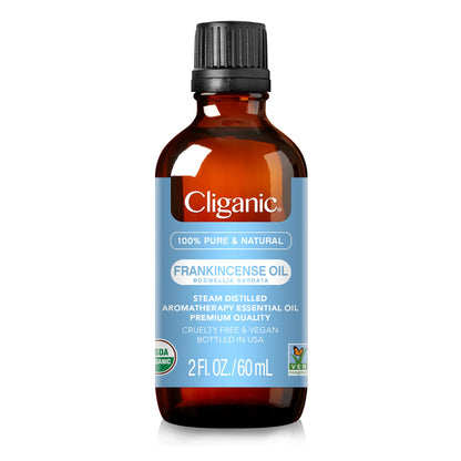 Cliganic Organic Frankincense Essential Oil – 100% Pure, Non-GMO, for Aromatherapy Diffuser (Packaging May Vary)