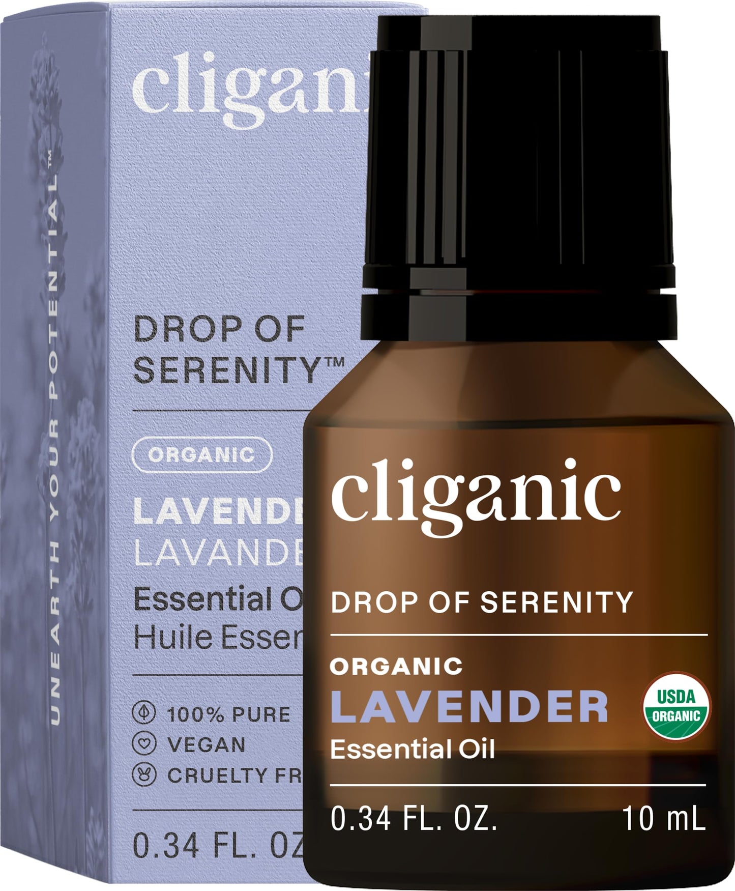 Cliganic Organic Lavender Essential Oil - 100% Pure & Non-GMO | Packaging May Vary