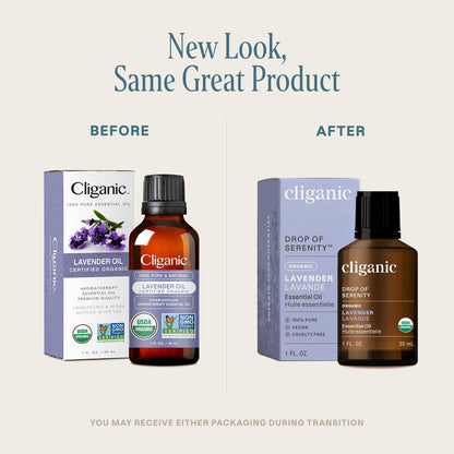 Cliganic Organic Lavender Essential Oil 1oz - 100% Pure, Undiluted, Non-GMO (Packaging May Vary)