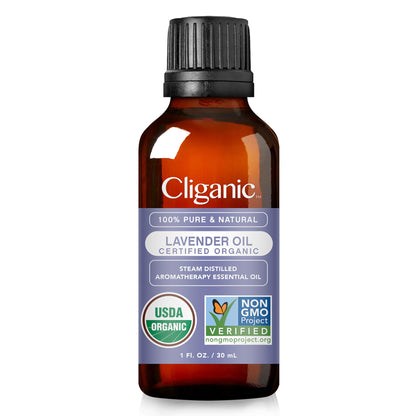 Cliganic Organic Lavender Essential Oil 1oz - 100% Pure, Undiluted, Non-GMO (Packaging May Vary)