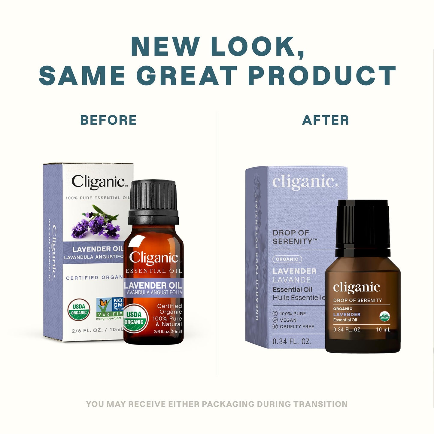 Cliganic Organic Lavender Essential Oil - 100% Pure & Non-GMO | Packaging May Vary
