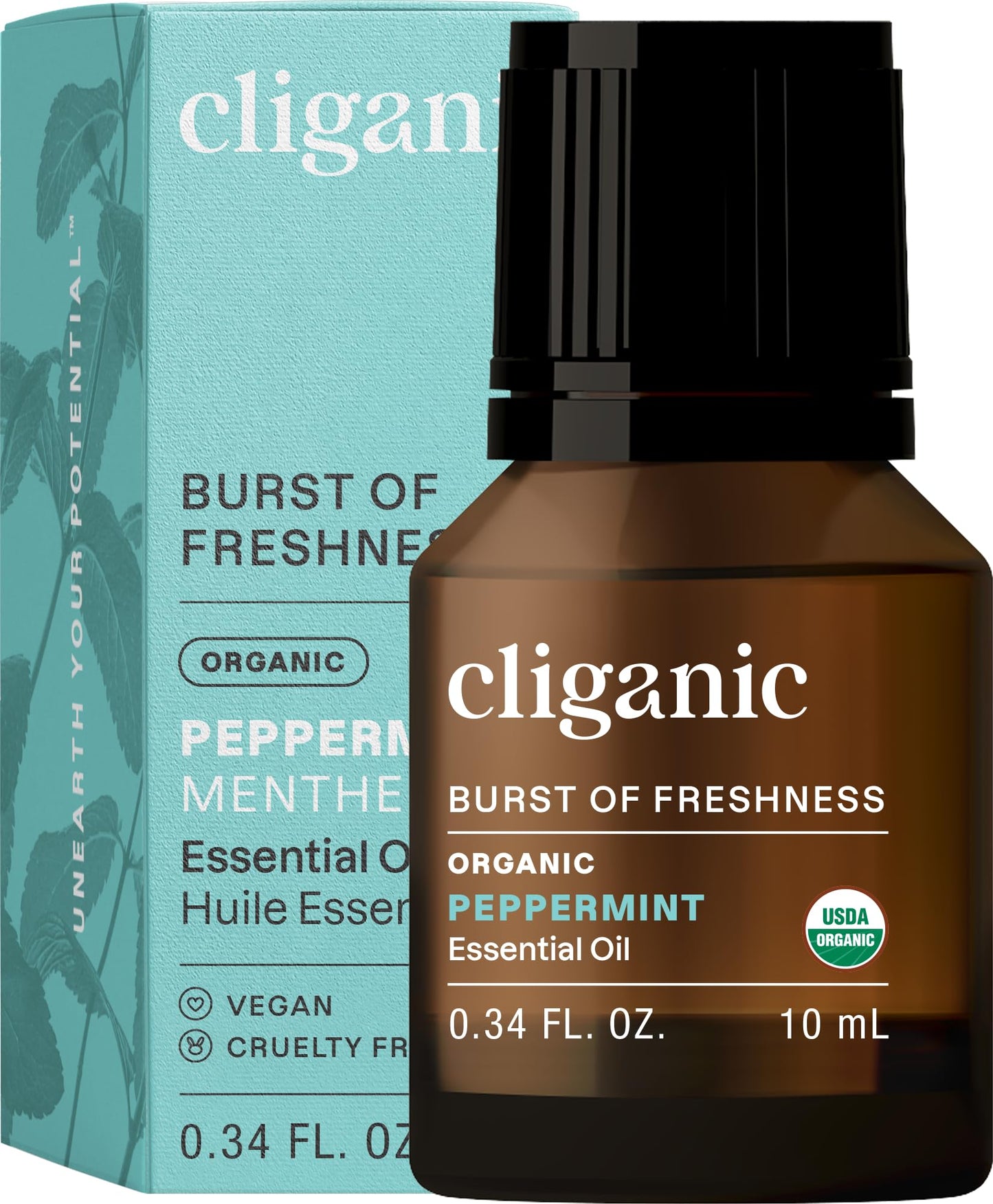 Cliganic Organic Peppermint Essential Oil - 100% Pure, Undiluted, Non-GMO | Aromatherapy