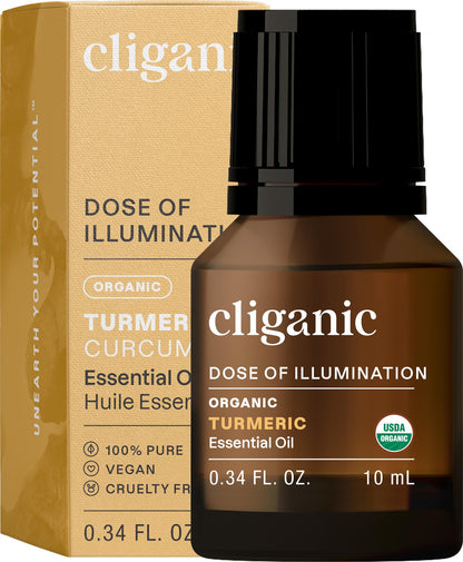Cliganic Organic Turmeric Essential Oil - 100% Pure & Non-GMO | Aromatherapy