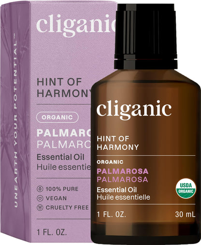 Cliganic Palmarosa Essential Oil – USDA Organic, 1oz, 100% Pure