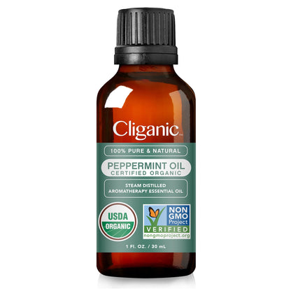 Cliganic Organic Peppermint Essential Oil 1oz – 100% Pure & Non-GMO