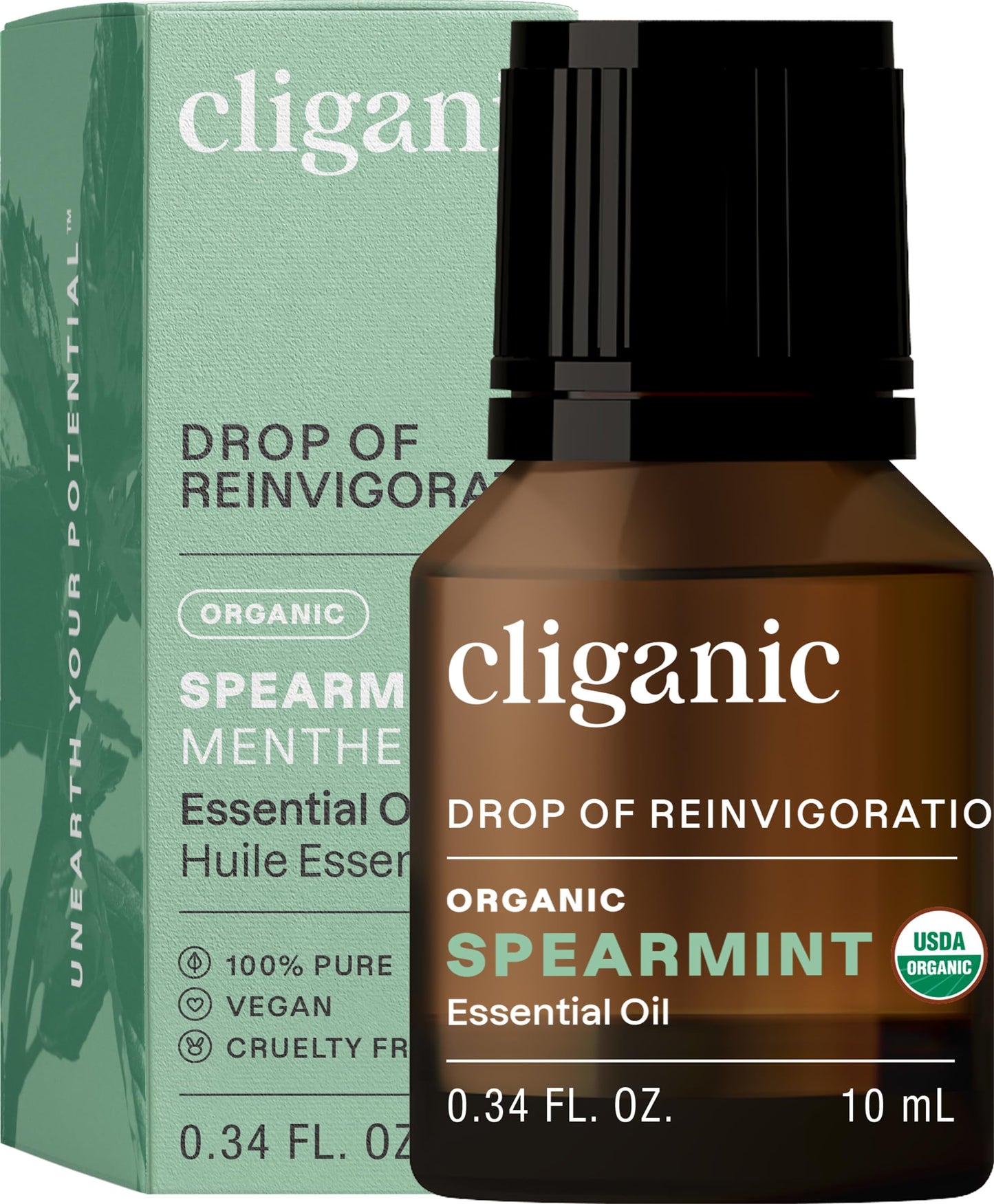Cliganic USDA Organic Spearmint Essential Oil - 100% Pure, 10ml