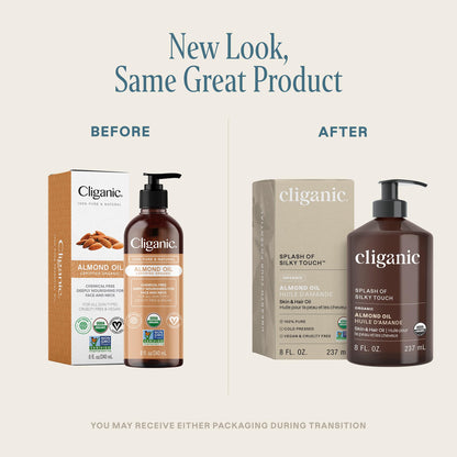 Cliganic Organic Sweet Almond Oil - 100% Pure (8oz) for Skin & Hair | Nourishing Carrier Oil