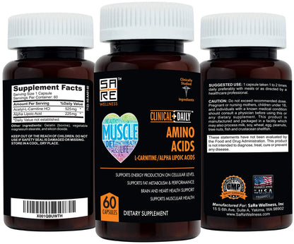 CLINICAL DAILY Acetyl L-Carnitine & Alpha Lipoic Acid Complex - ALCAR ALA - 60 Capsules